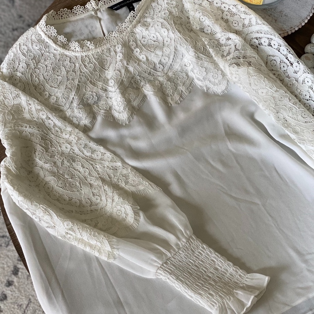 White House Black Market Lace York Blouse
